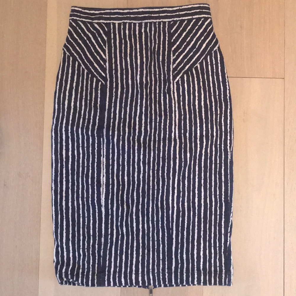 Brooklyn Industries Navy Blue & White Pencil Skirt
